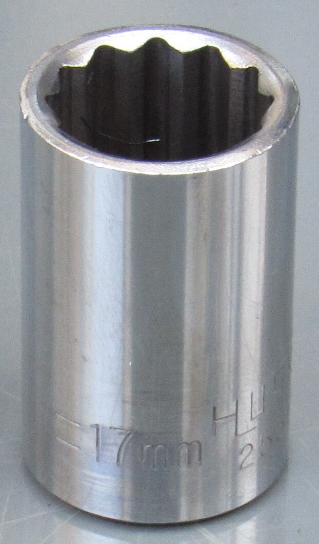 HUSKY TOOLS, 1/2″ DRIVE CHROME SHALLOW SOCKET, 17MM METRIC, 12 POINT, #25517