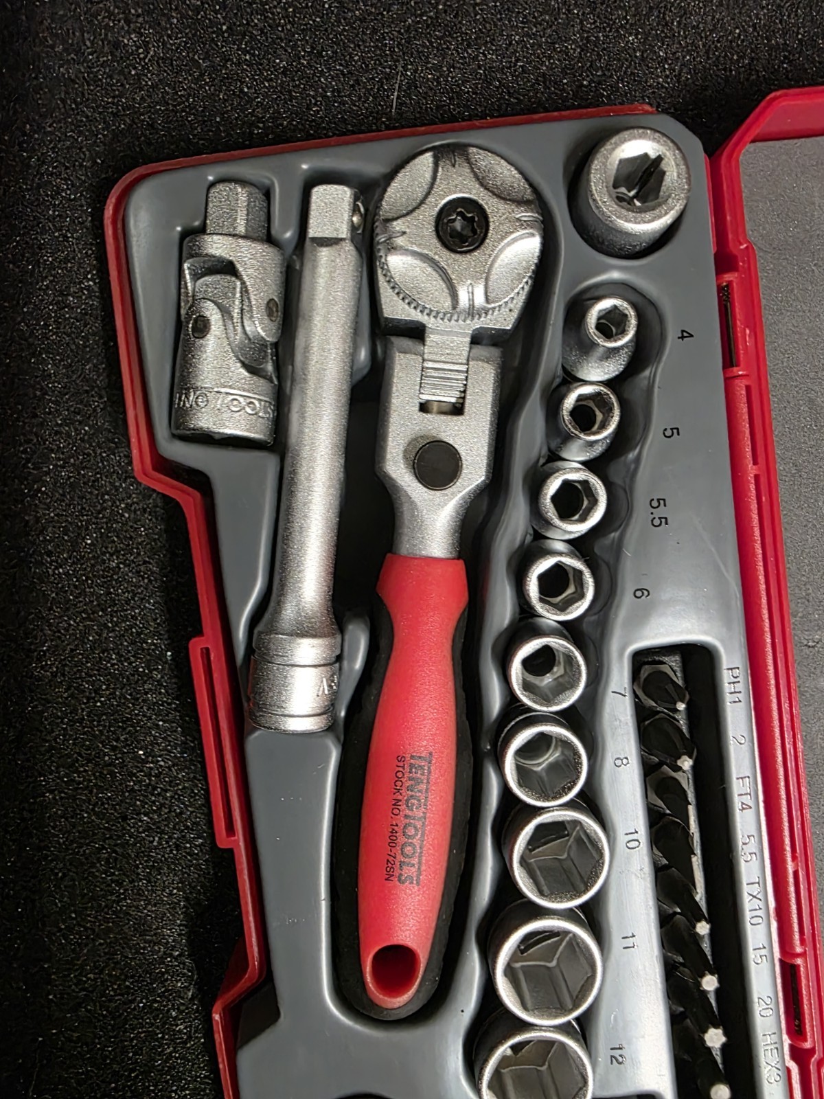 Teng Tools 1/4dr Metric Socket Set Locking Flex Head Ratchet Socket/bit Set