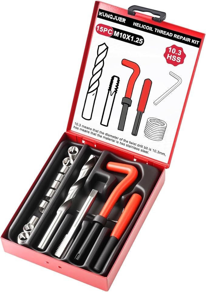 Metric Thread Repair Insert Kit M10x1.25mm Helicoil with Drill Bits Taps and