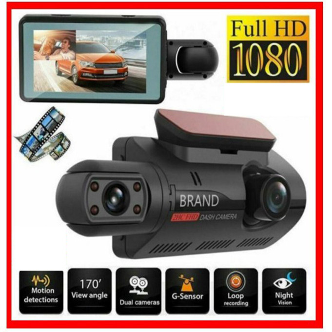 1080P Dual Lens Car DVR Dash Cam Video Recorder G-Sensor Front And Inside Camera