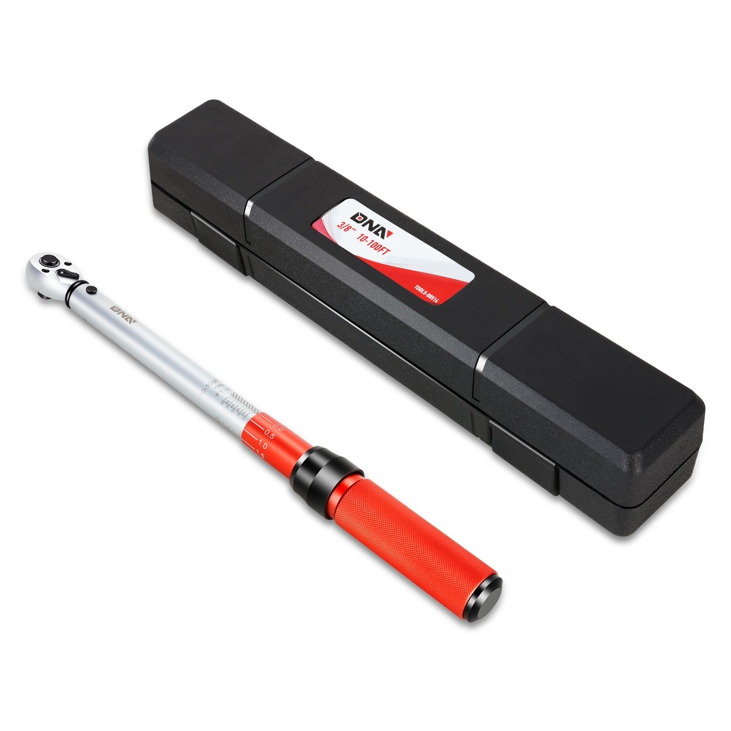 3/8″ Mechanic 10-100IN.-LB Adjustable Click Torque Wrench w/ Storage Box Red