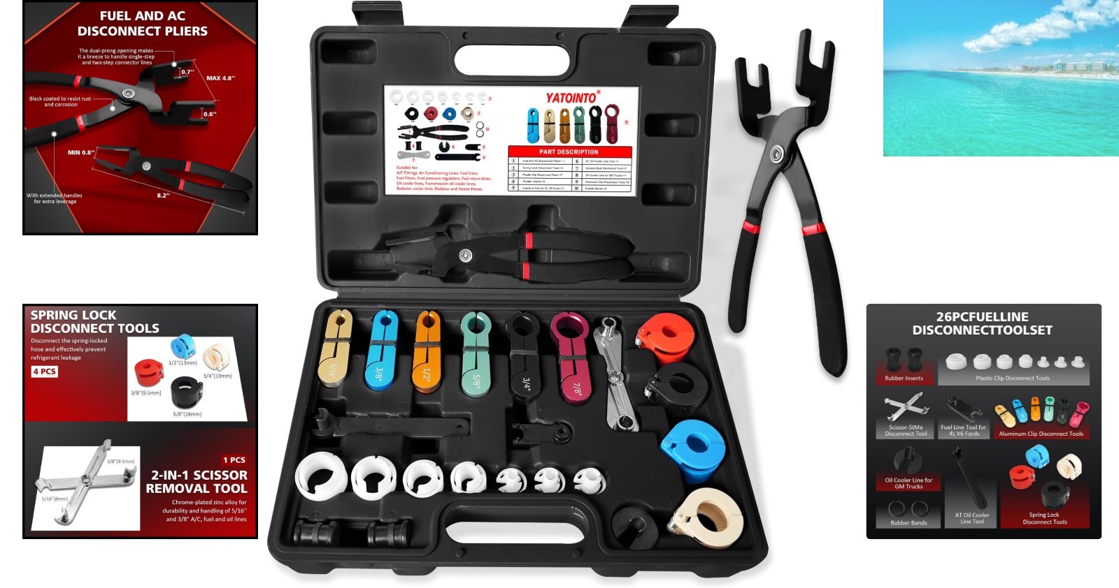 Automotive Fuel Line Disconnect Set: Complete Kit for GM, Ford, Dodge Vehicles