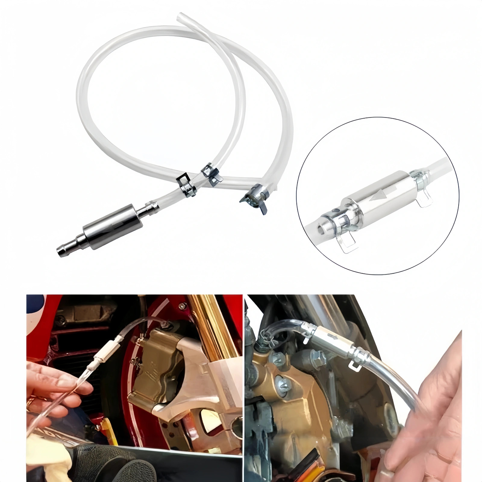 Car Motorcycle Brake Clutch Bleeder Kit One Way Check Valve Fluid Extractor Tool