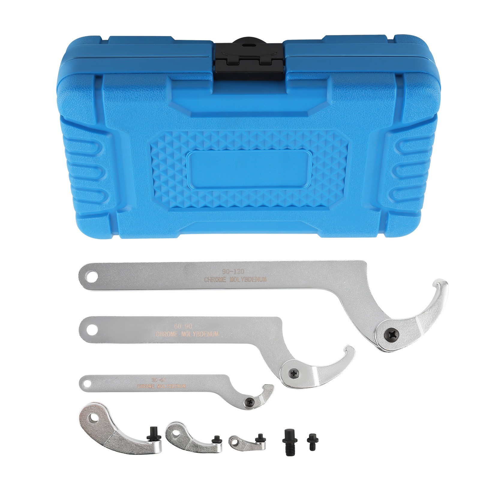 8Pcs Adjustable Hook Spanner Set for Slotted Retaining Rings 35-120mm