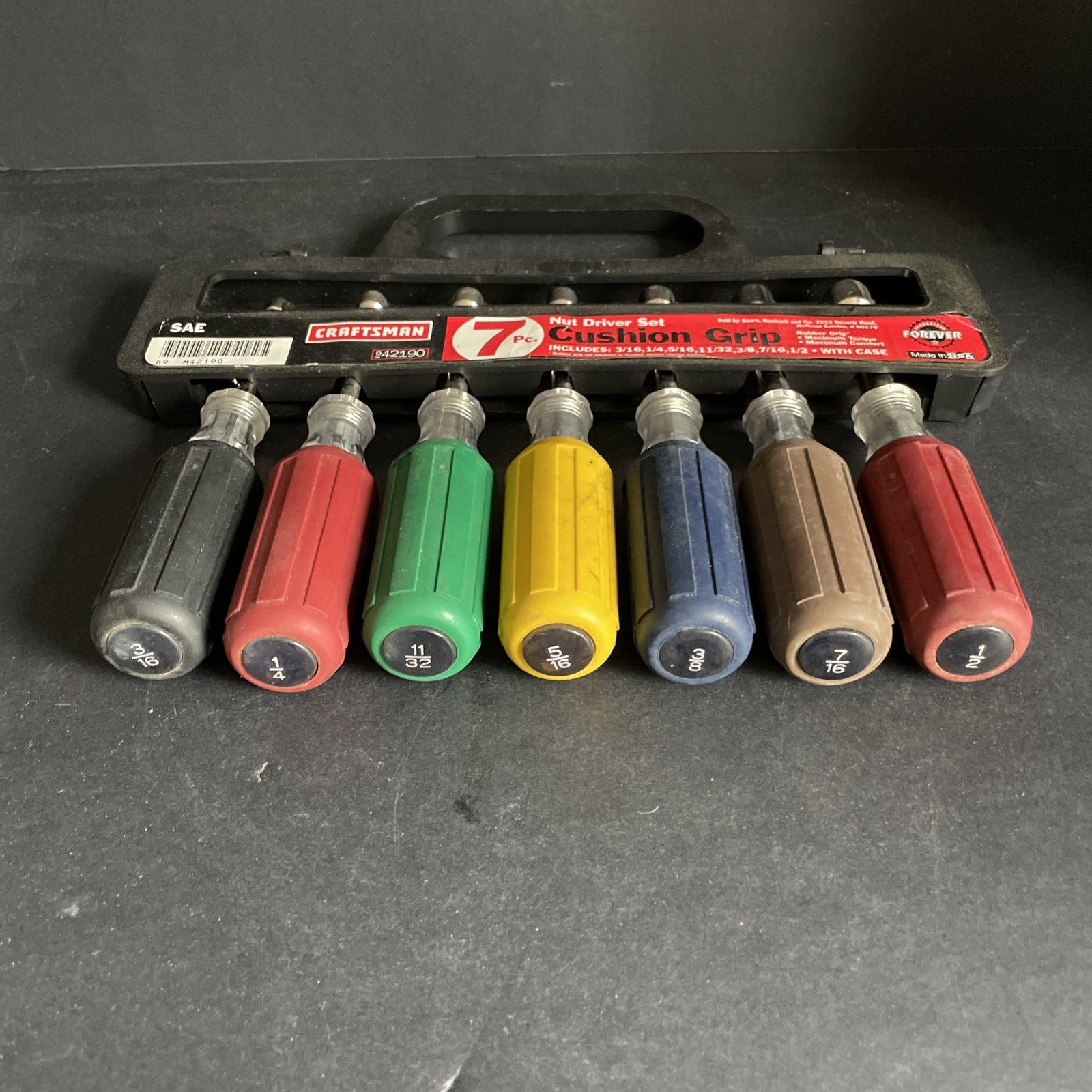 Vintage Craftsman 7pc SAE Nut Driver Set 42190 Cushion Grip USA Pls See Pics