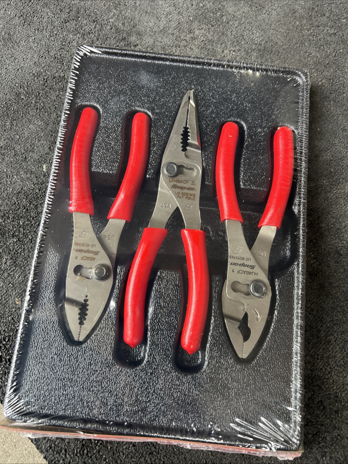 For Snap-on Tools USA NEW RED 3pc Soft Grip Slip Joint Pliers Set PL346ACF