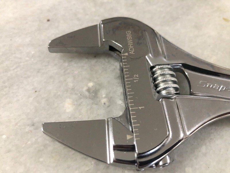 NEW Snap-On Green 8» SLIM ADJUSTABLE WRENCH Smooth Jaw ADHWS8G
