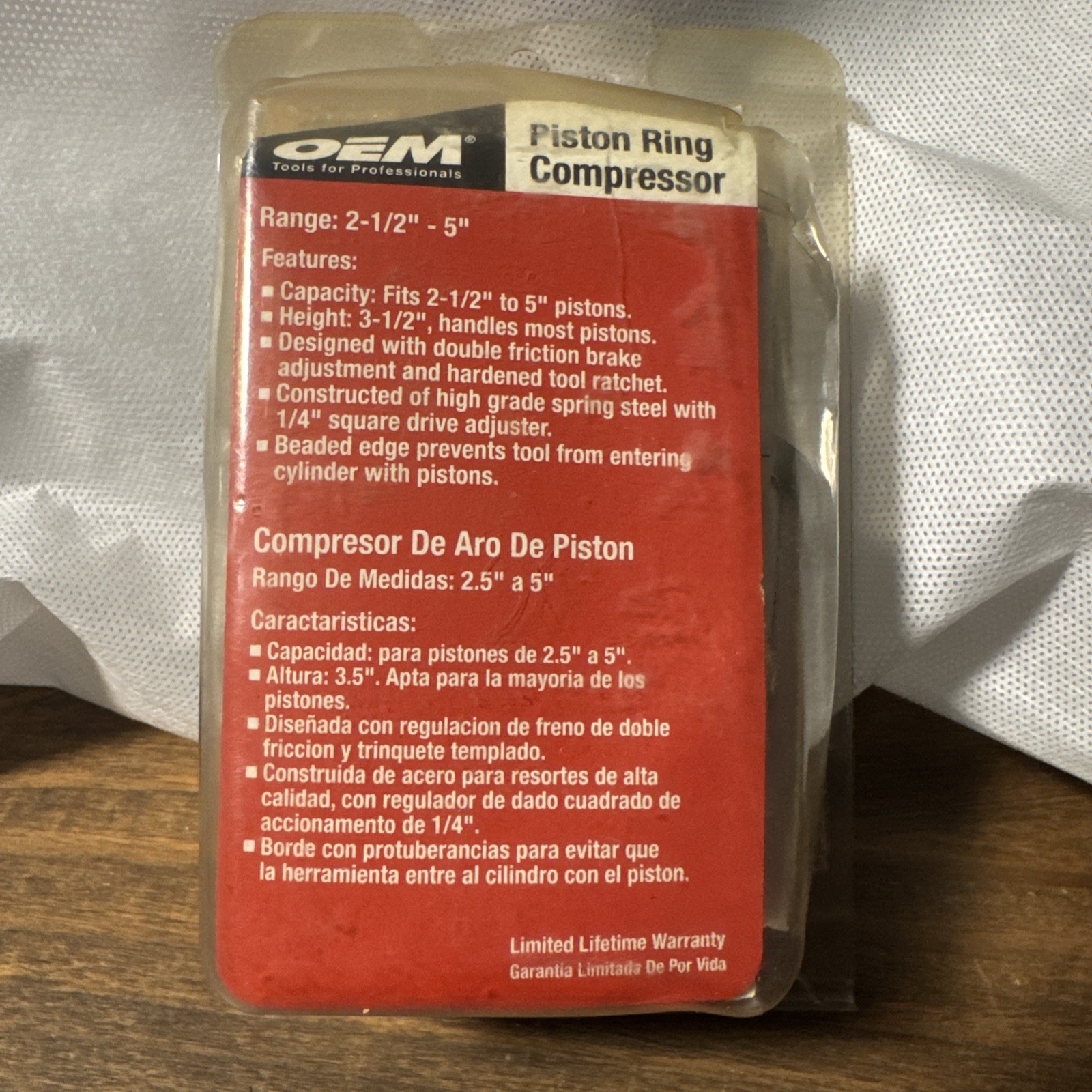 OEM Tools Piston Ring Compressor Clamp 25037 2-1/8″ 2-1/8in to 5″ 5in