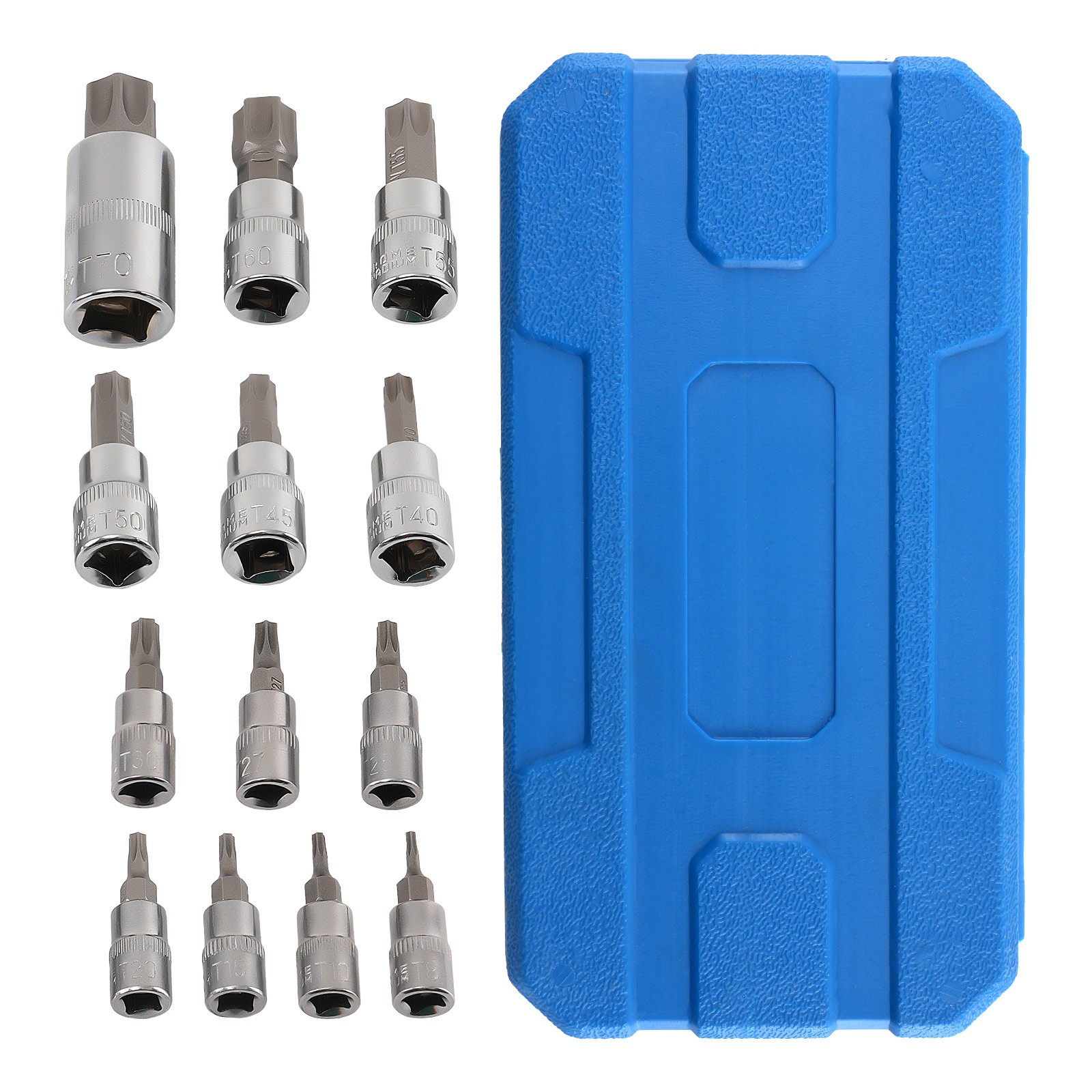 13pcs Socket Tool Set Chrome 1/4 3/8 1/2 Drive T8-T70 Star CRV 6Point