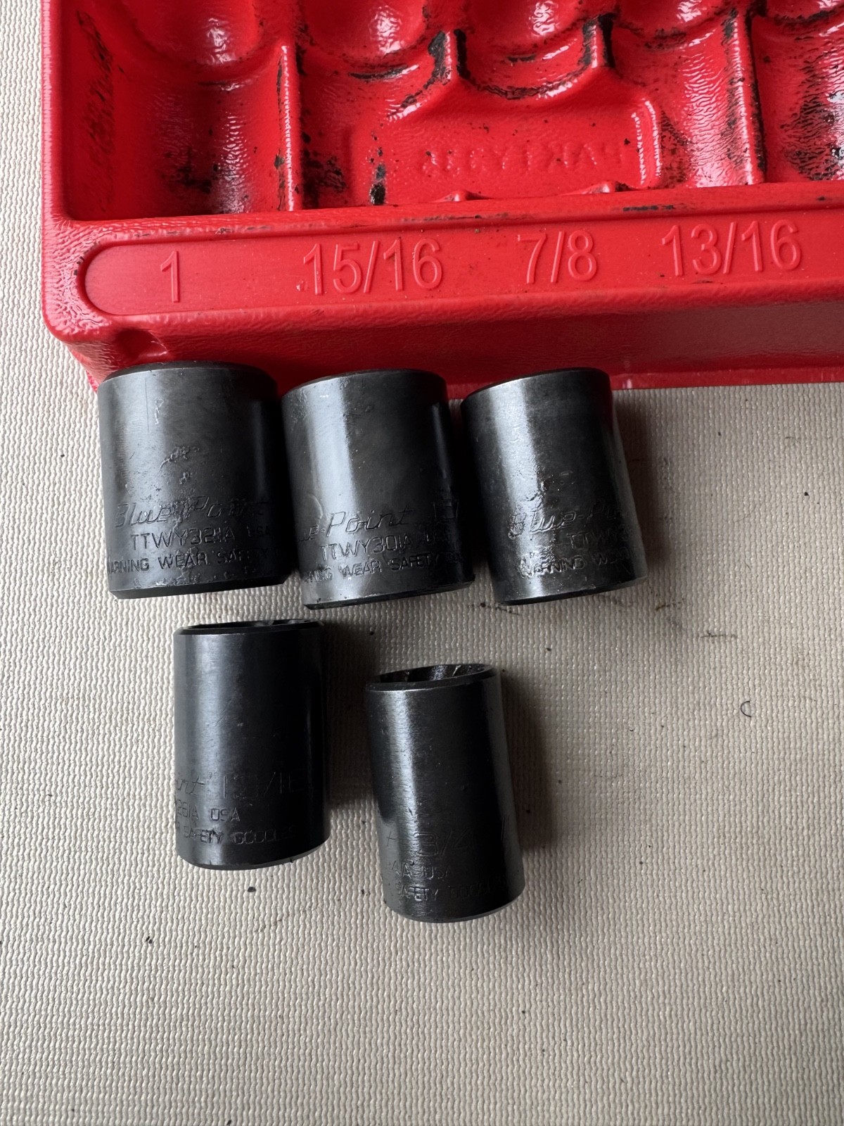 For Blue-point 305ttwya 3/4-1” Shallow Twist Impact Socket Set USED