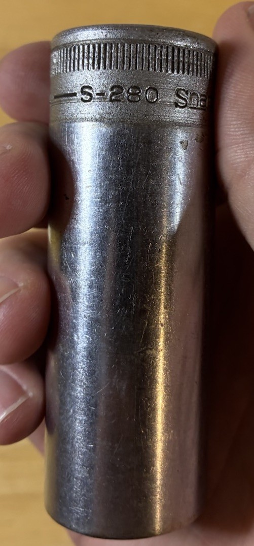 Snap-on Tools USA 1/2″ Drive 12pt Point 7/8″ Deep Socket S-280 Old Logo