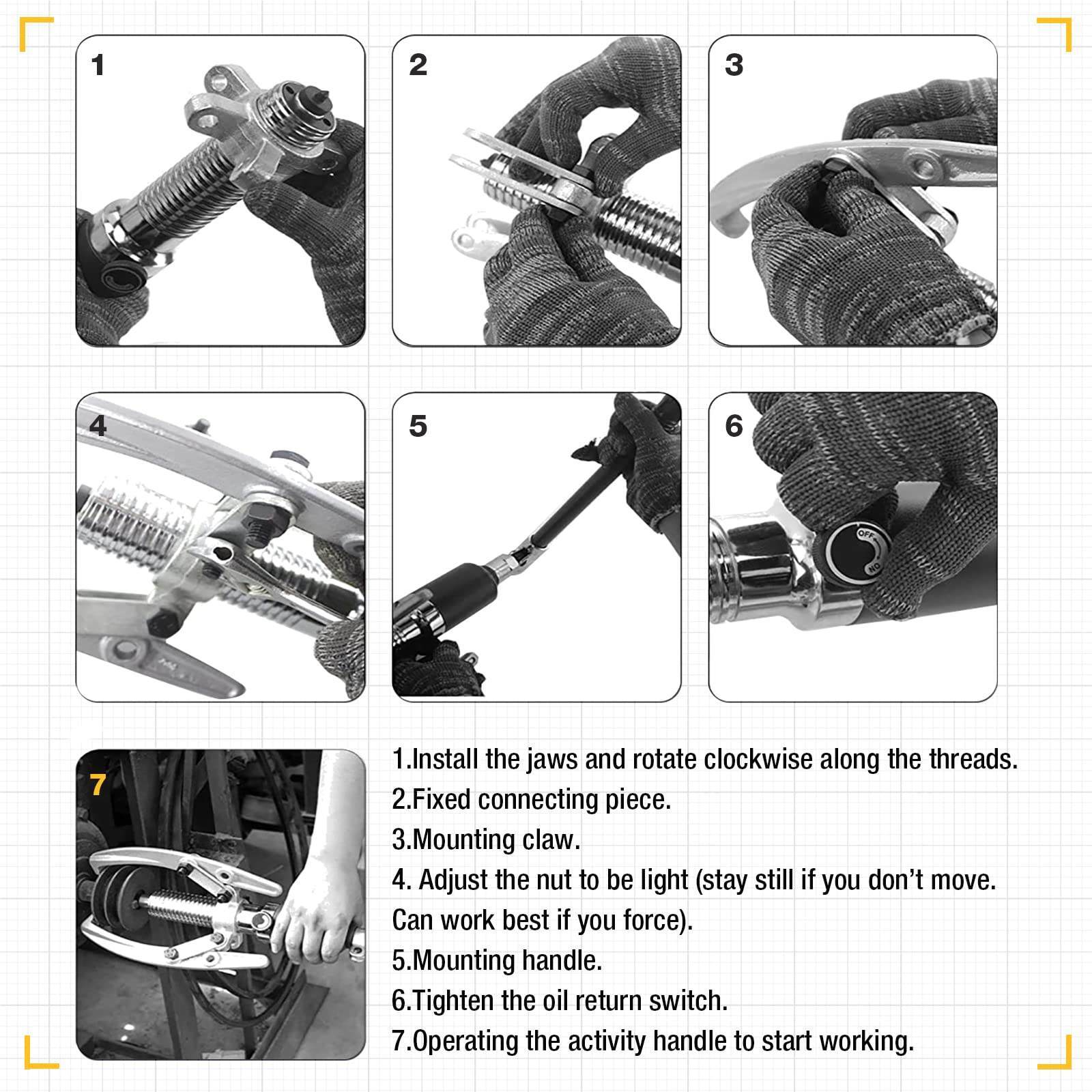 5T Hydraulic Gear Puller Kit Bearing Puller w/Case 2/3 Jaw Bearing Hub Separator