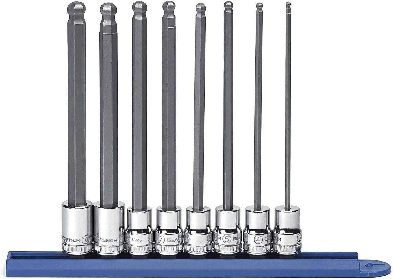 Lifetime-Warranty 8-Piece S2 Steel Hex Bit Socket Set with Impact-Resistant Rail