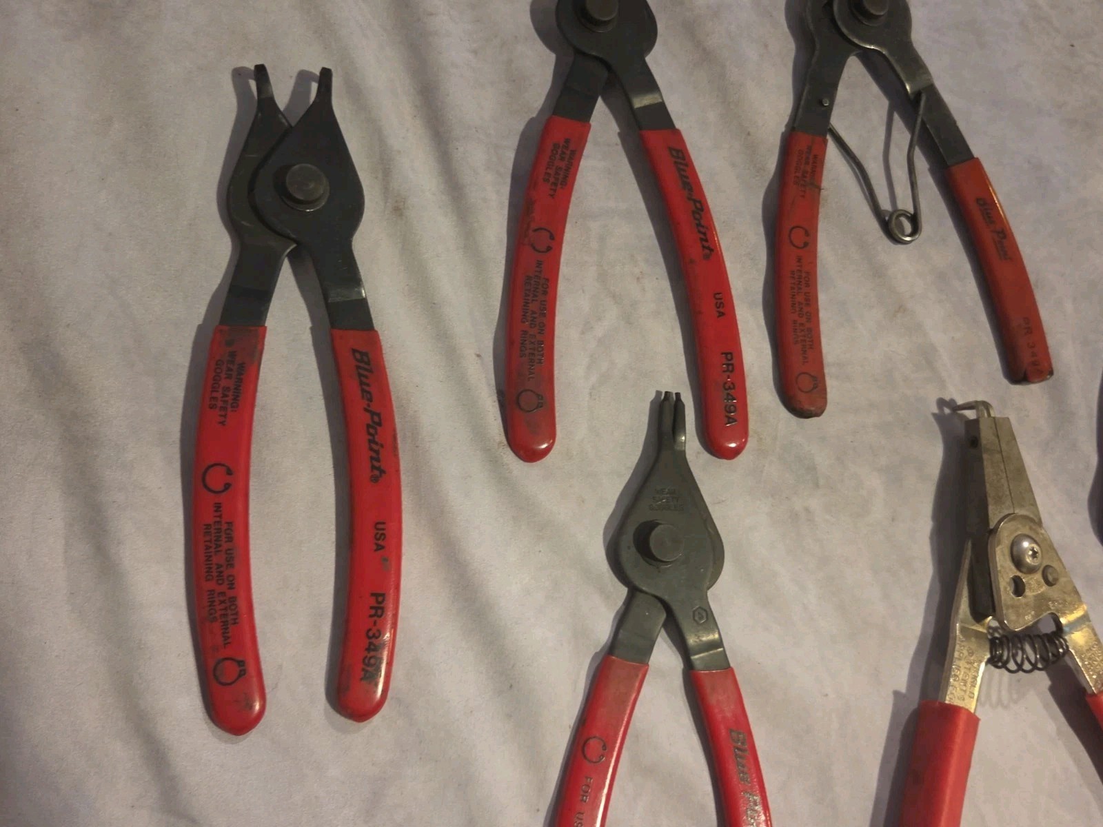 Blue Point pliers lot Of 7 PR-34A PR-349A (X3) PRC 36 PRC65 PWC50