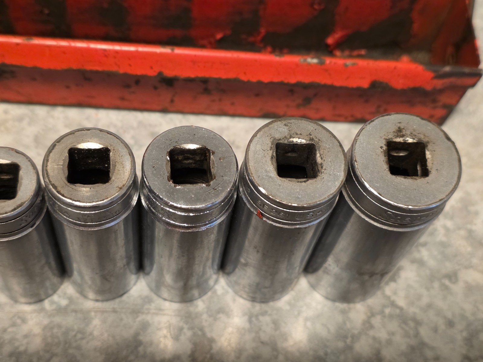 13Pc Snap On Underline DEEP SAE 1/4″-7/8 Socket Set Lot 12-PT 3/8” Drive w/Rack