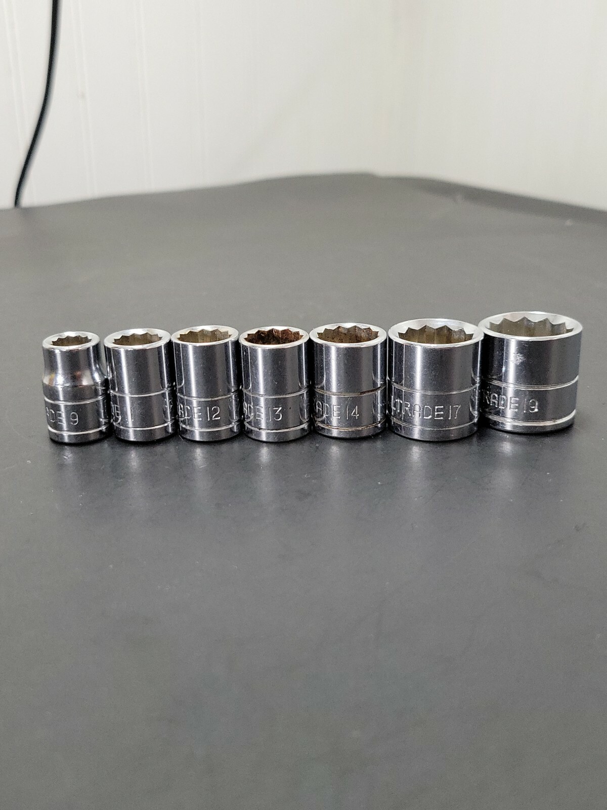 (7) ALLTRADE Shallow Sockets 12mm 13mm 14mm 17mm 19mm Metric 3/8″ Drive 12 Point