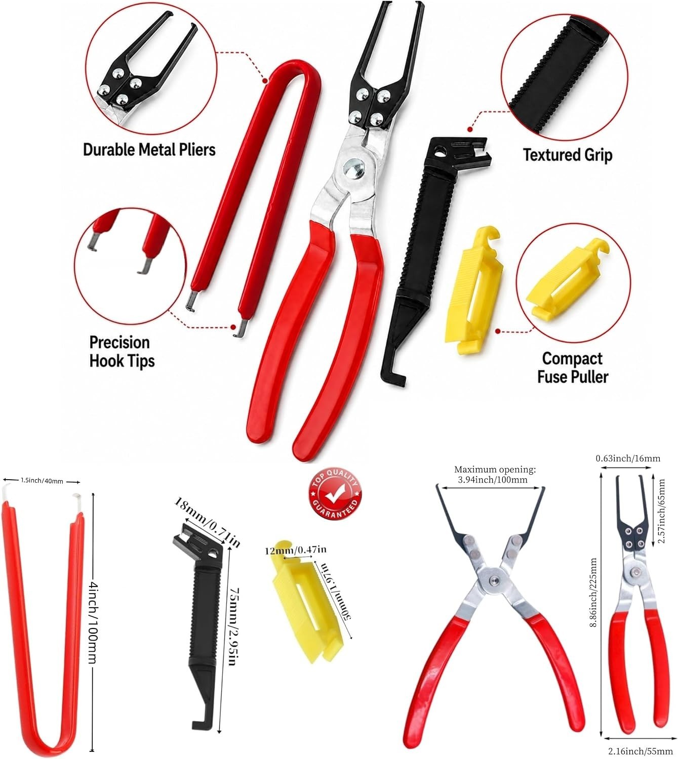 Relay Puller Pliers, Fuse Puller Pliers, 4-Pack Automotive Relay Fuse Puller Too