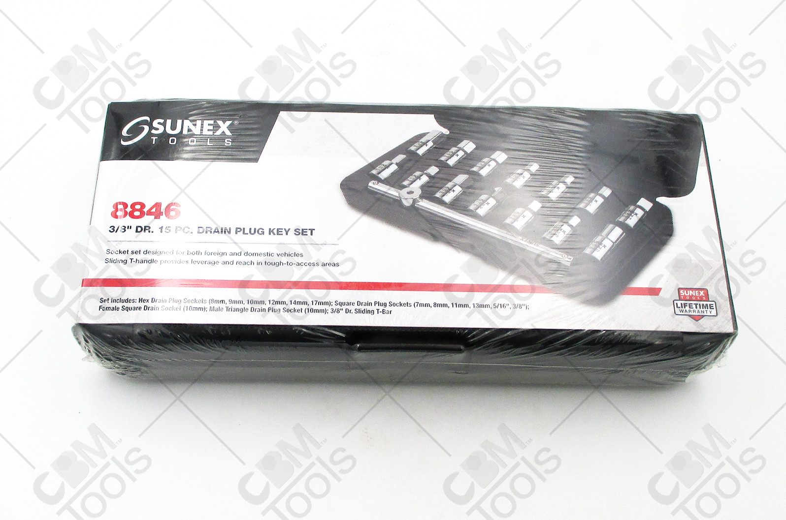 SUNEX 8846 15 Piece 3/8 Drive Drain Plug Key Set with Case New Automotive Tools