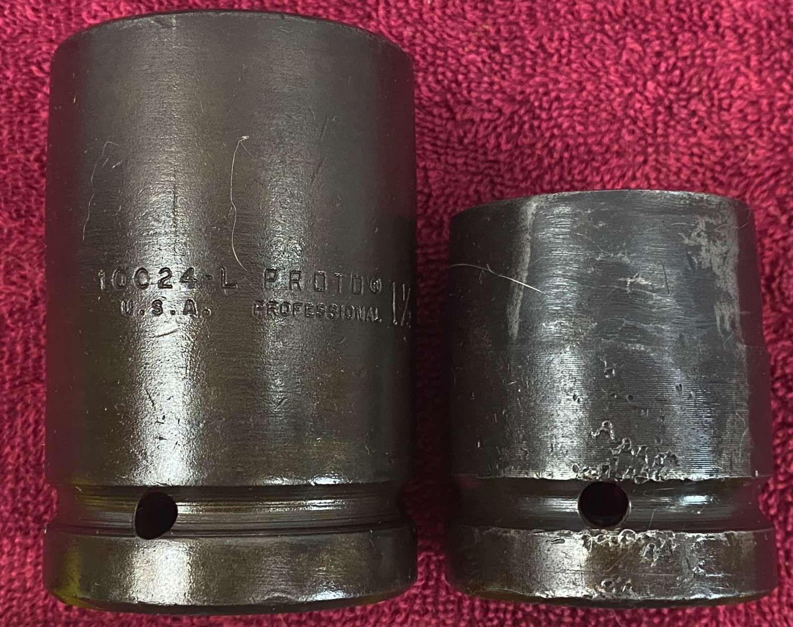 Vintage Impact Socket Pair, 1 Inch Drive, 2 piece 6-point Blackened, 10024-L
