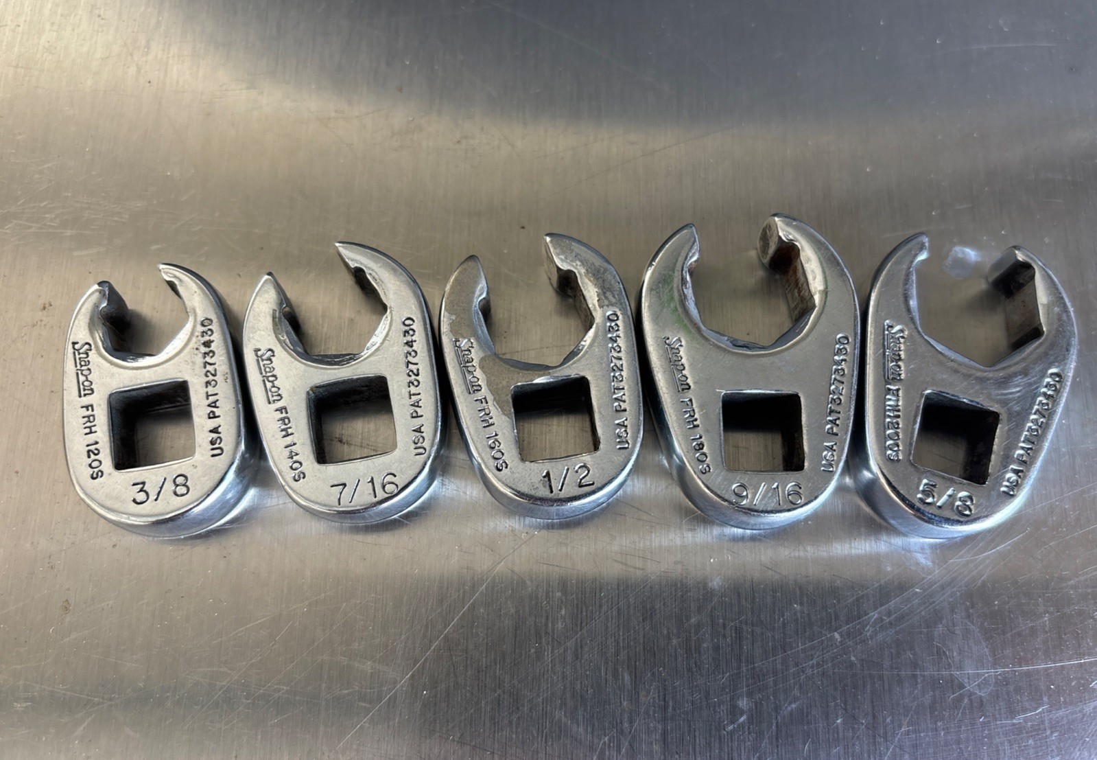 Snap-on Flare Nut Crowfoot Wrench Set (5) – 3/8” to 5/8” – FRH Series – USA