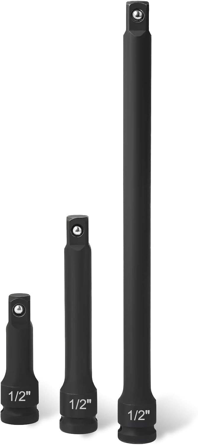 1/2 Inch Drive Impact Extension Bar Set, 3 Piece Socket Extensions