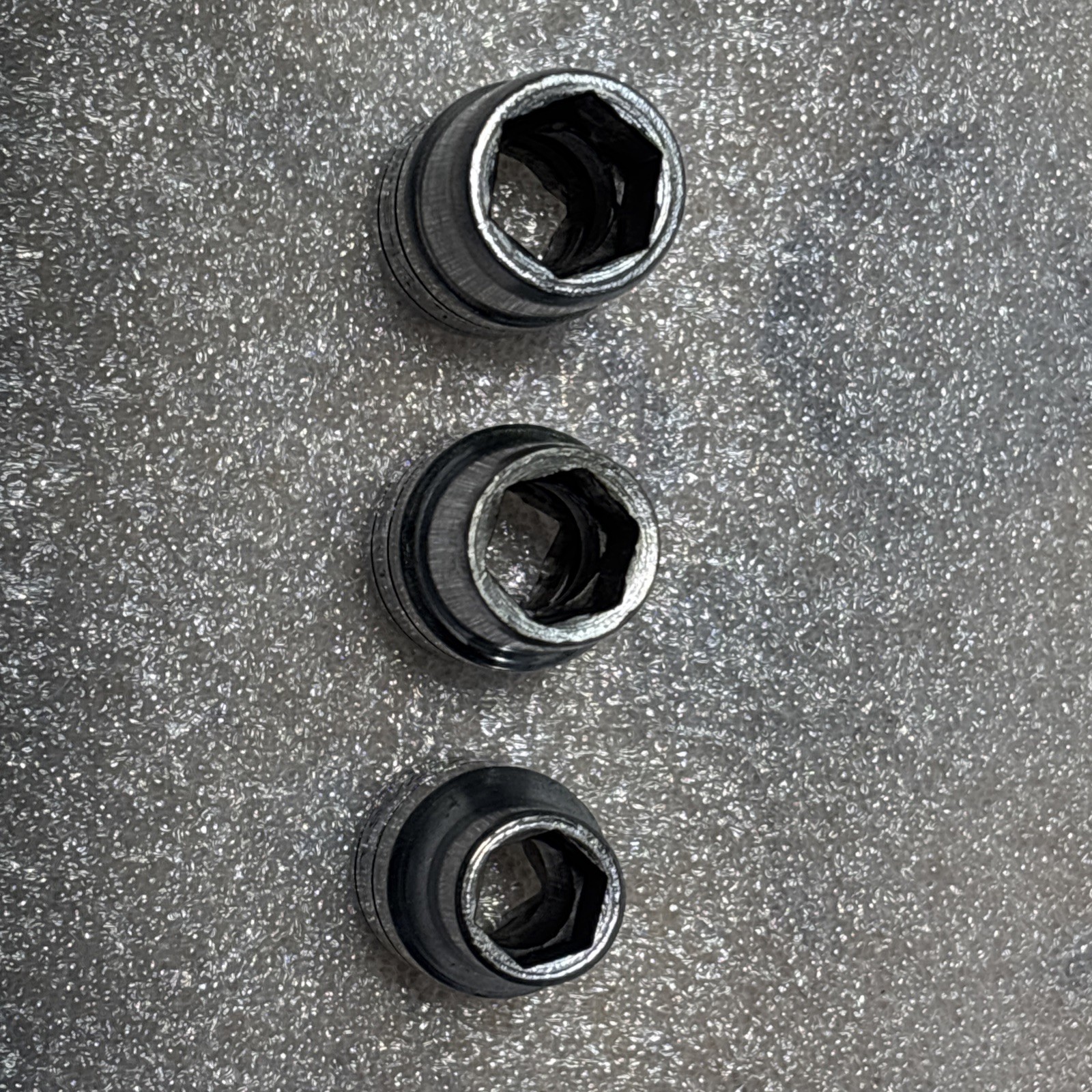 S-K vintage 1/2” 6pt socket lot (3). USA