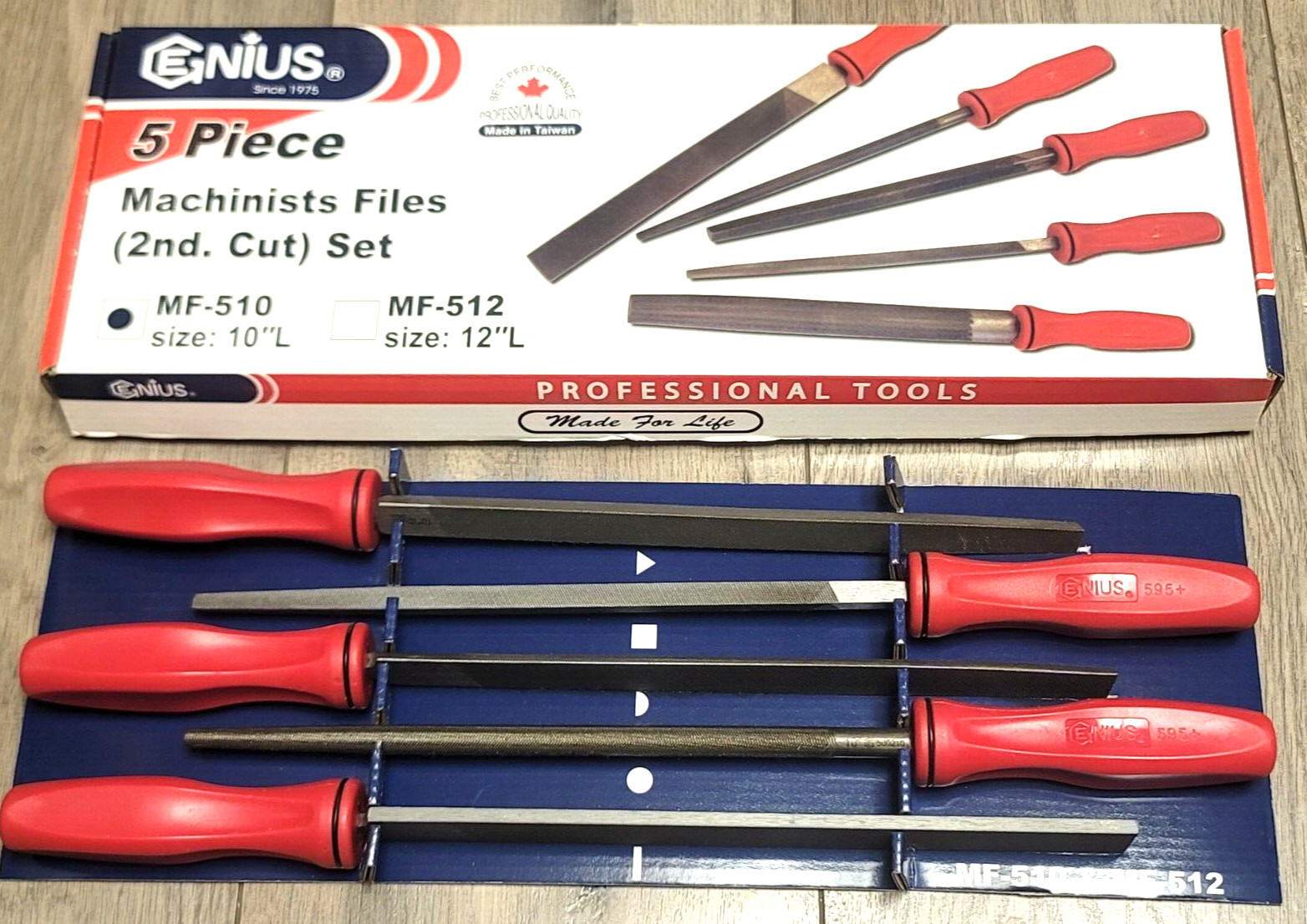 Genius Tools 5pc Pro Machinists Files Set w/ 10″ Blades & Grip Handle #MF-510