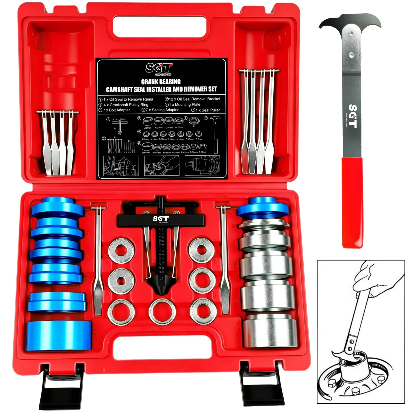 33pcs Crank Bearing & Camshaft Seal Installer Remover Set, Engine Repair Kit