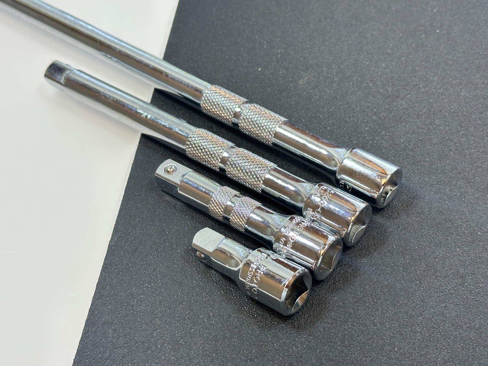 🇺🇸 NEW Proto Tools USA 4pc 3/8” Drive Knurled Extension Set 1-3/4″ to 12″ Long