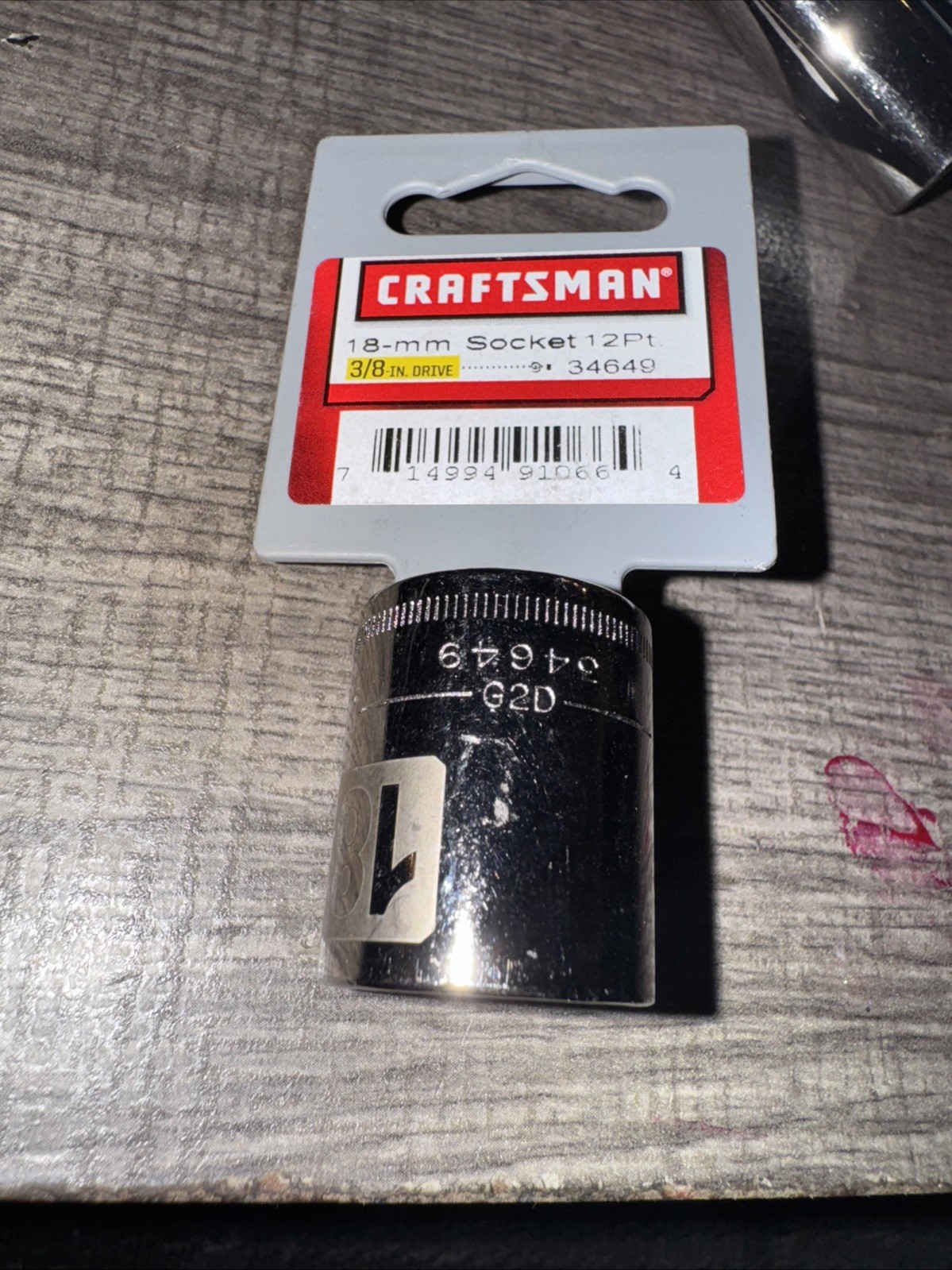 Sears Craftsman 18MM 12 Pt 3/8″ Drive Shallow Socket Easy Read 34649 USA NOS