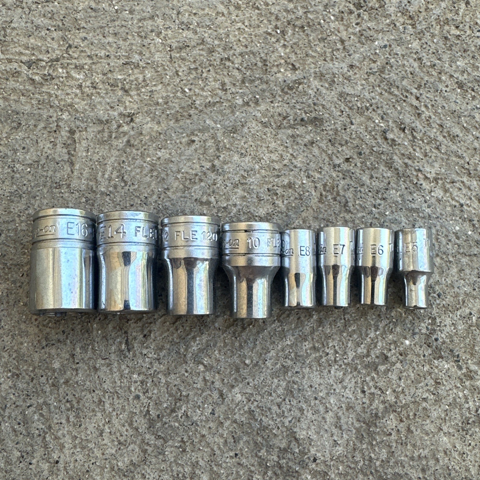 SNAP ON FLE160 8-Piece Combination Drive TORX® Shallow Socket Set (E5–E16) USA