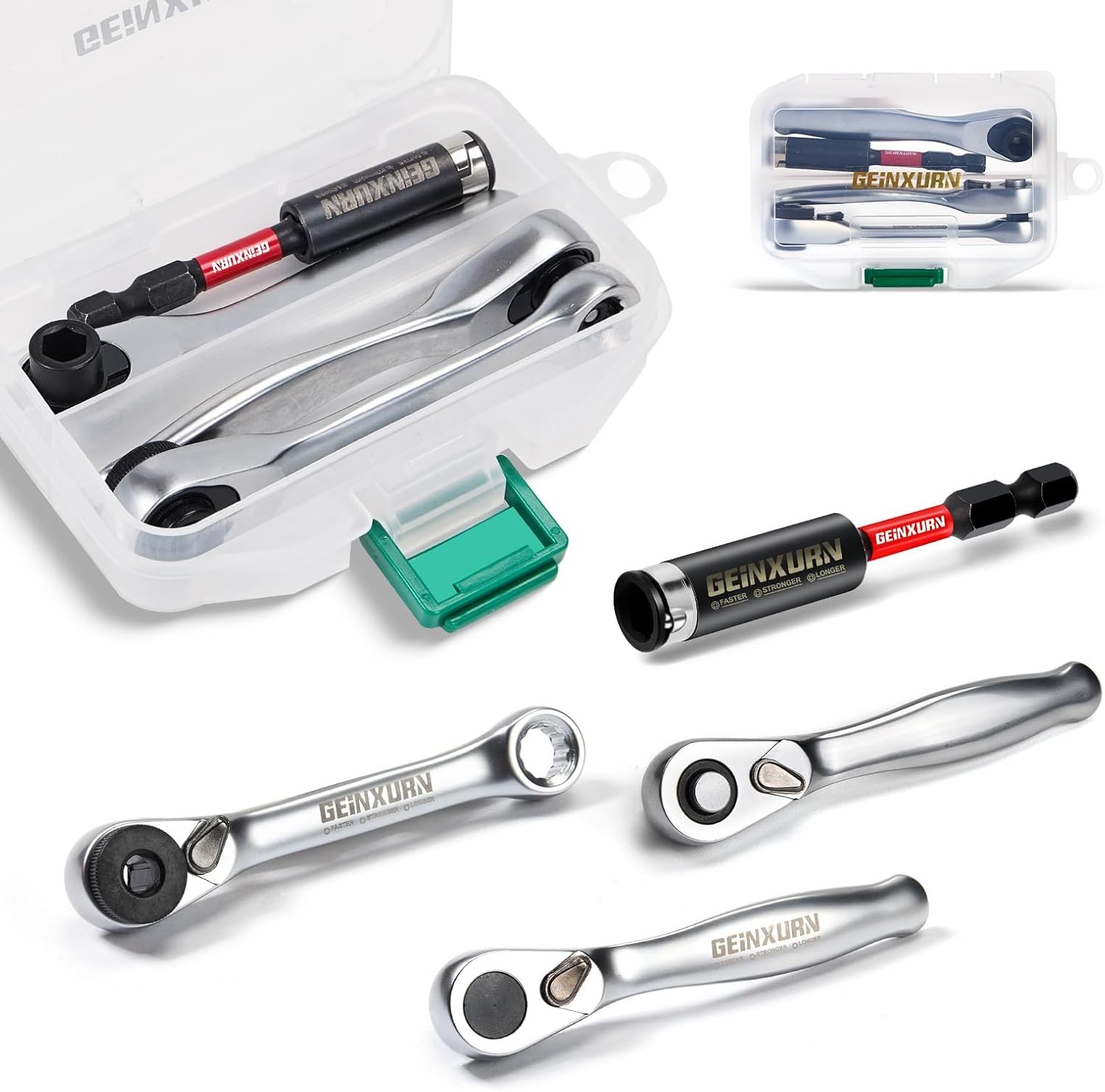 Mini Ratchet Wrench& Bit Holder Set 4 Pcs, 1/4″ Drive Handle Wrench,…