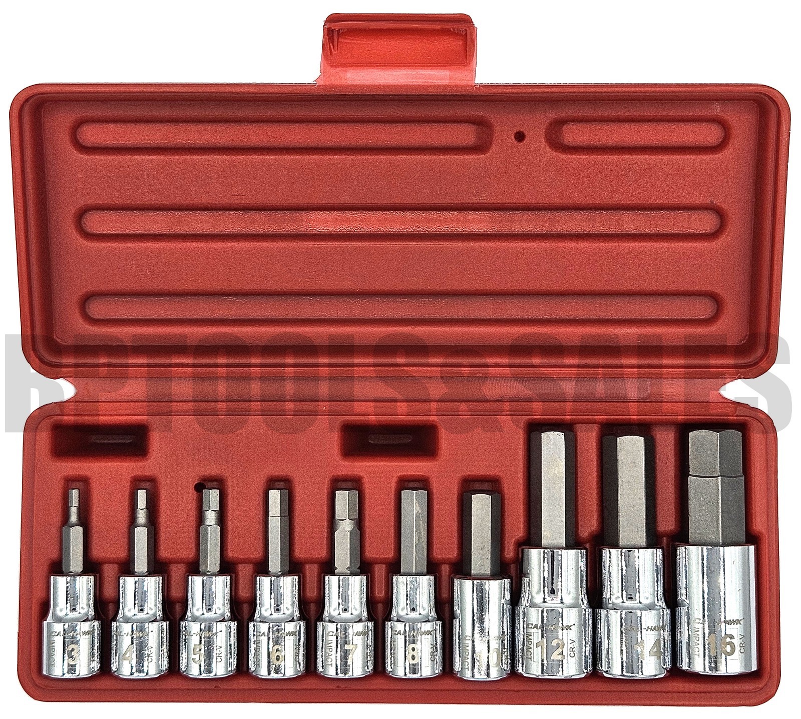 10pc 3/8″ & 1/2″ Drive Hex Key Allen Head (METRIC) Socket Bit Set 3-16 MM