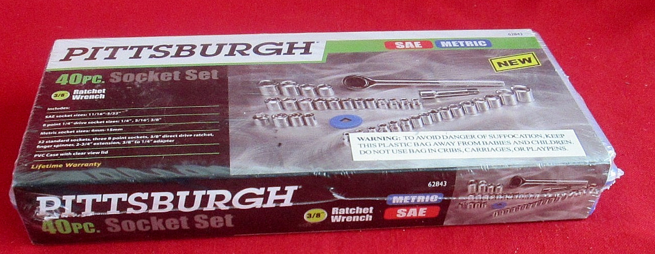 New in Sealed Package Pittsburgh 40 Piece Socket Set – Standard and Metric