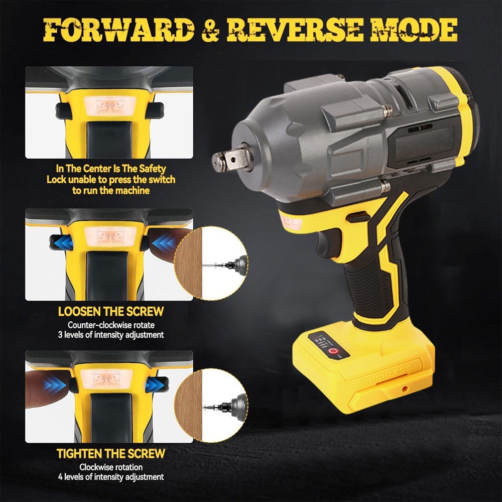1600N.m 1/2″ M10-M24 For Dewalt XR DCB 18V 20V Battery Electric Impact Wrench