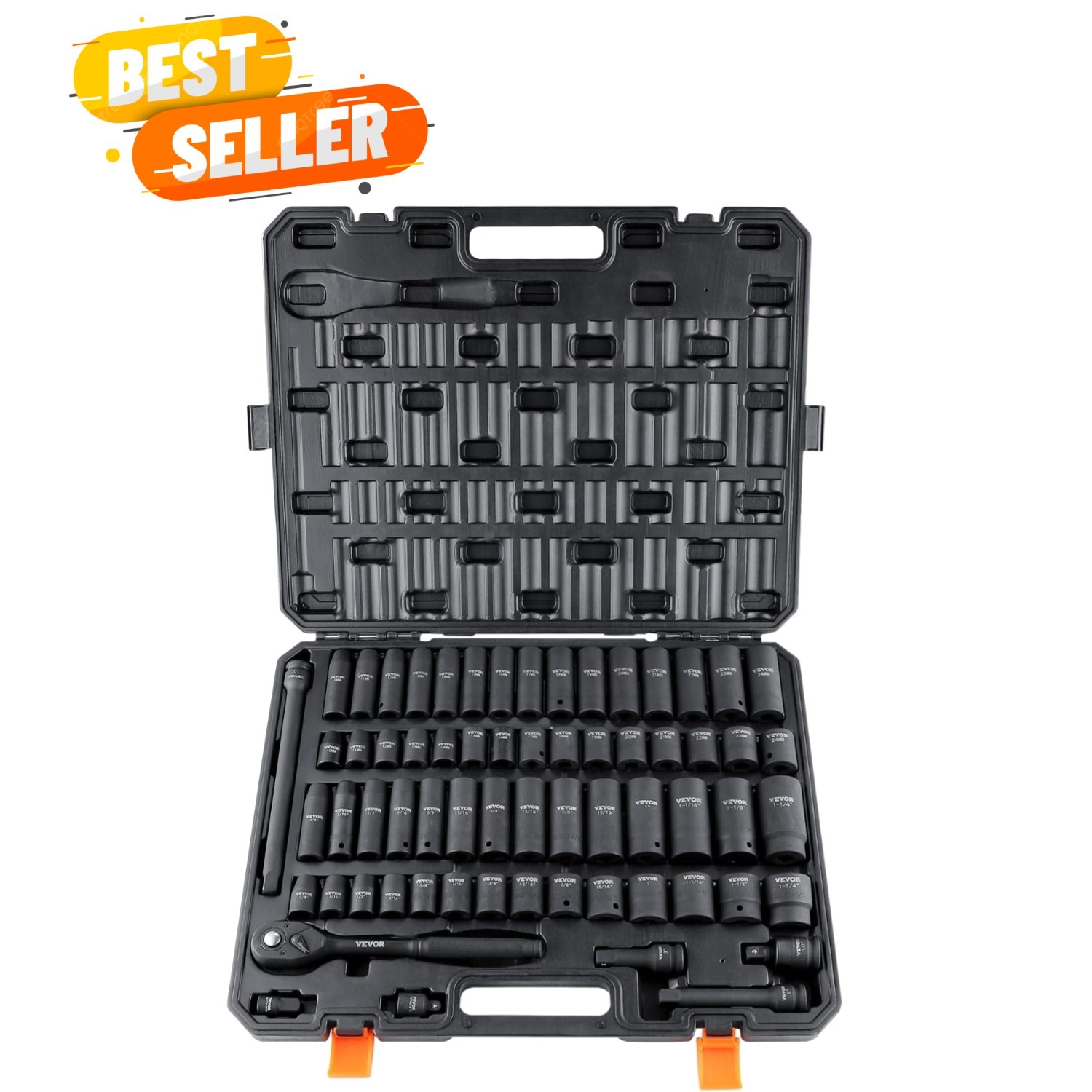 1/2″ Drive Impact Socket Set 65 Piece, 3/8″ to 1-1/4″ and 10-24mm | SAE and M…