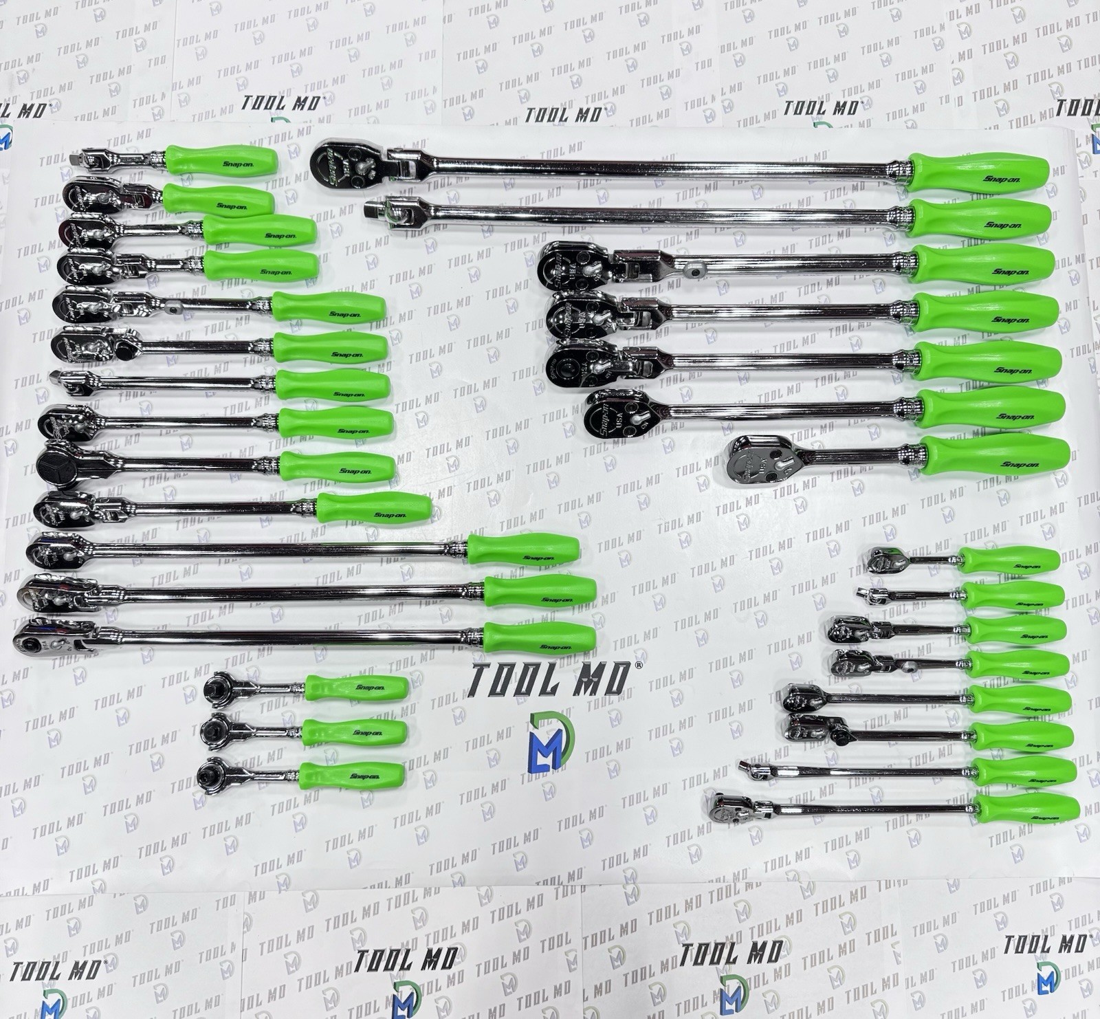 Snap-on Tools USA RARE 31pc GREEN 1/2″ 3/8″ 1/4″ Drive Ratchet Set SHLFD80A