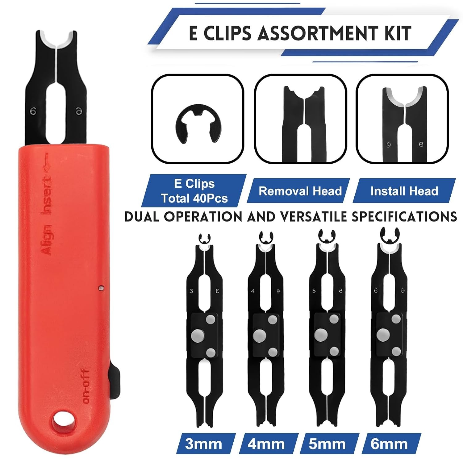 Professional E Clips Installation Kit – Exchangeable Tool for 3/4/5/6mm Clips