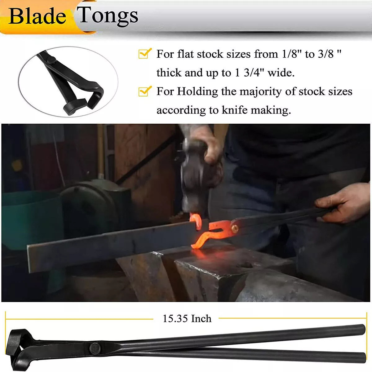 Knife Making Tongs Blacksmith Bladesmith Tong Set Vise Anvil Forge Tools 5PCS