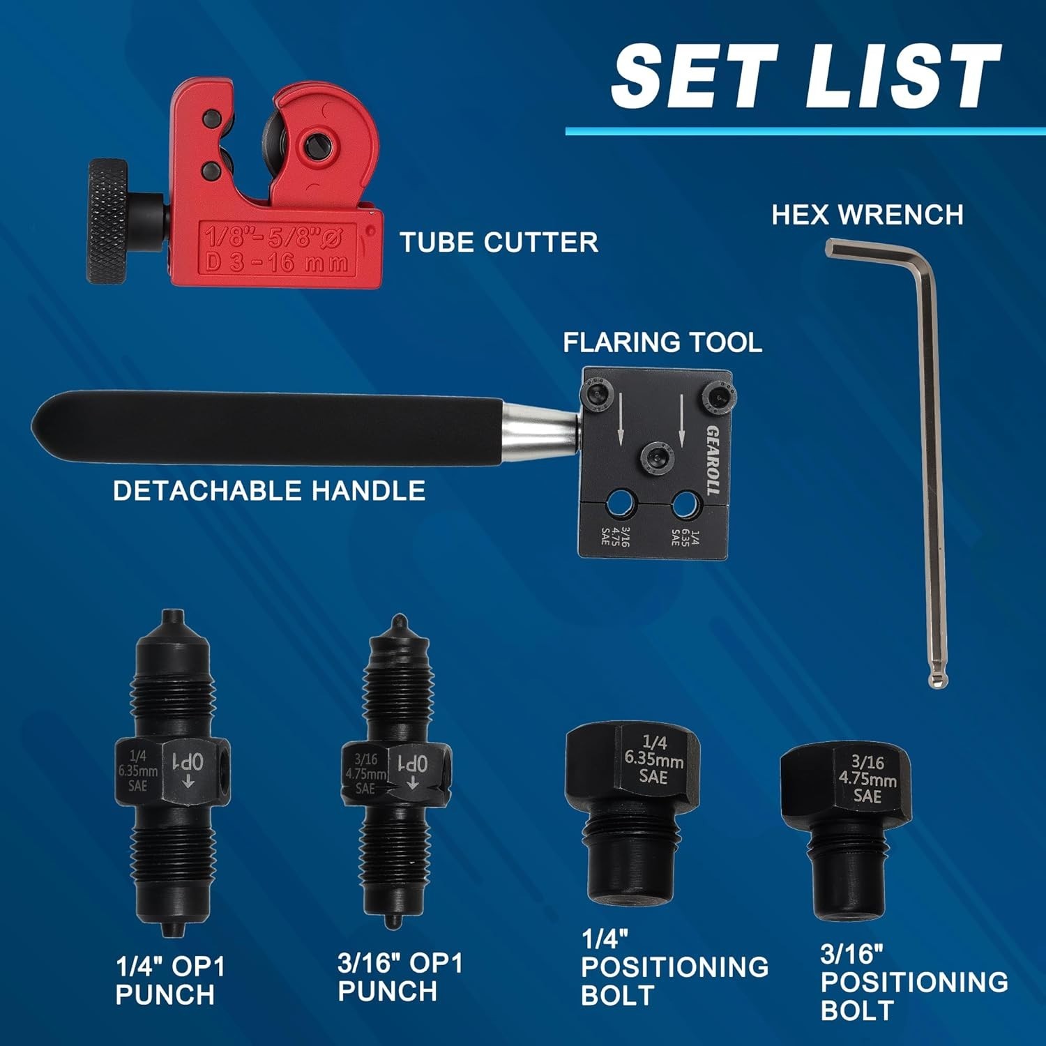 Brake Line Flaring Tool Kit, 3/16″ 1/4″ SAE Double Flare Tool for Brake Lines,