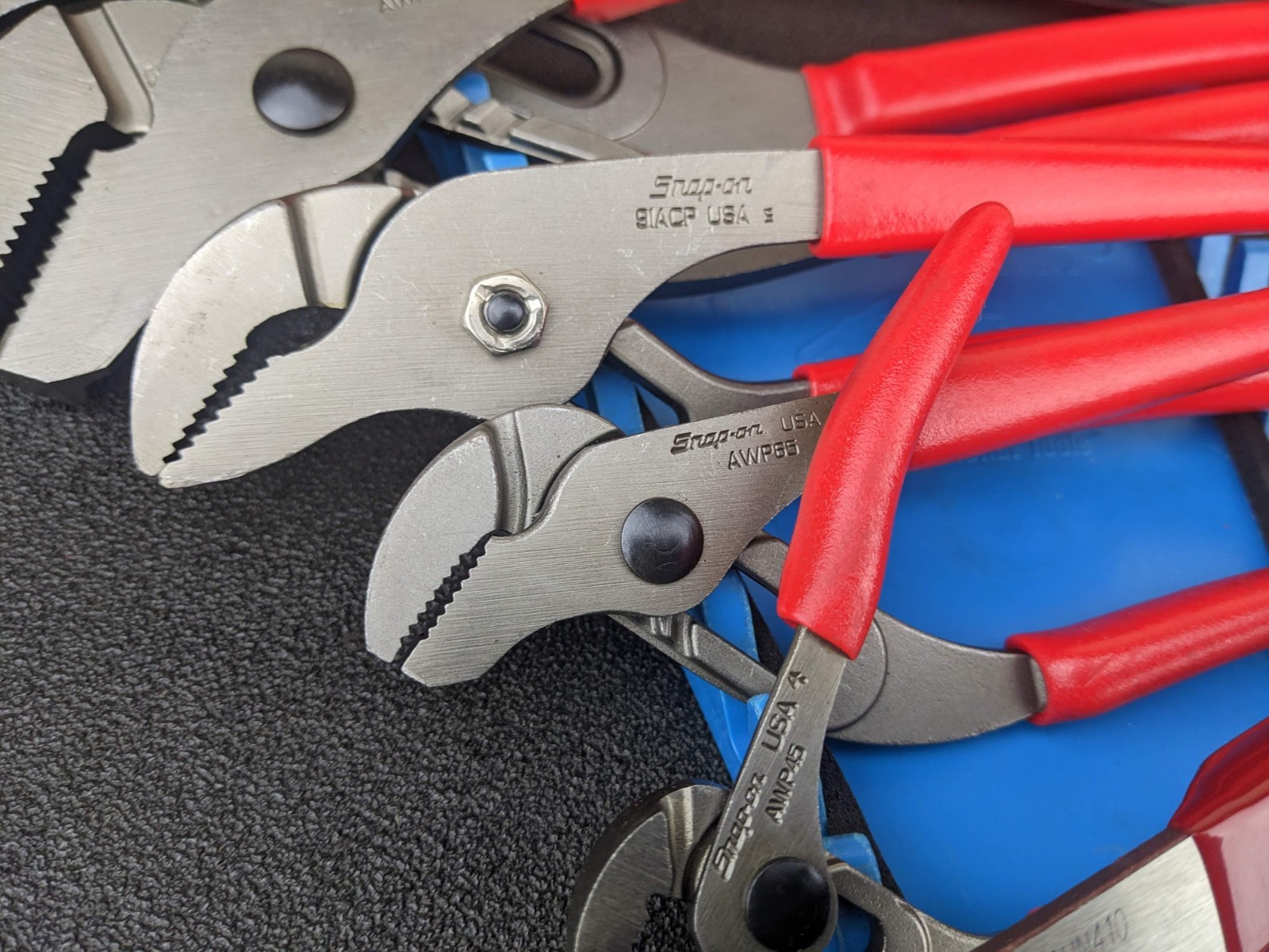 #bp054 Snap-on Tools USA NEW RED Adjustable Joint Pliers Foam Set PLAJ600FR