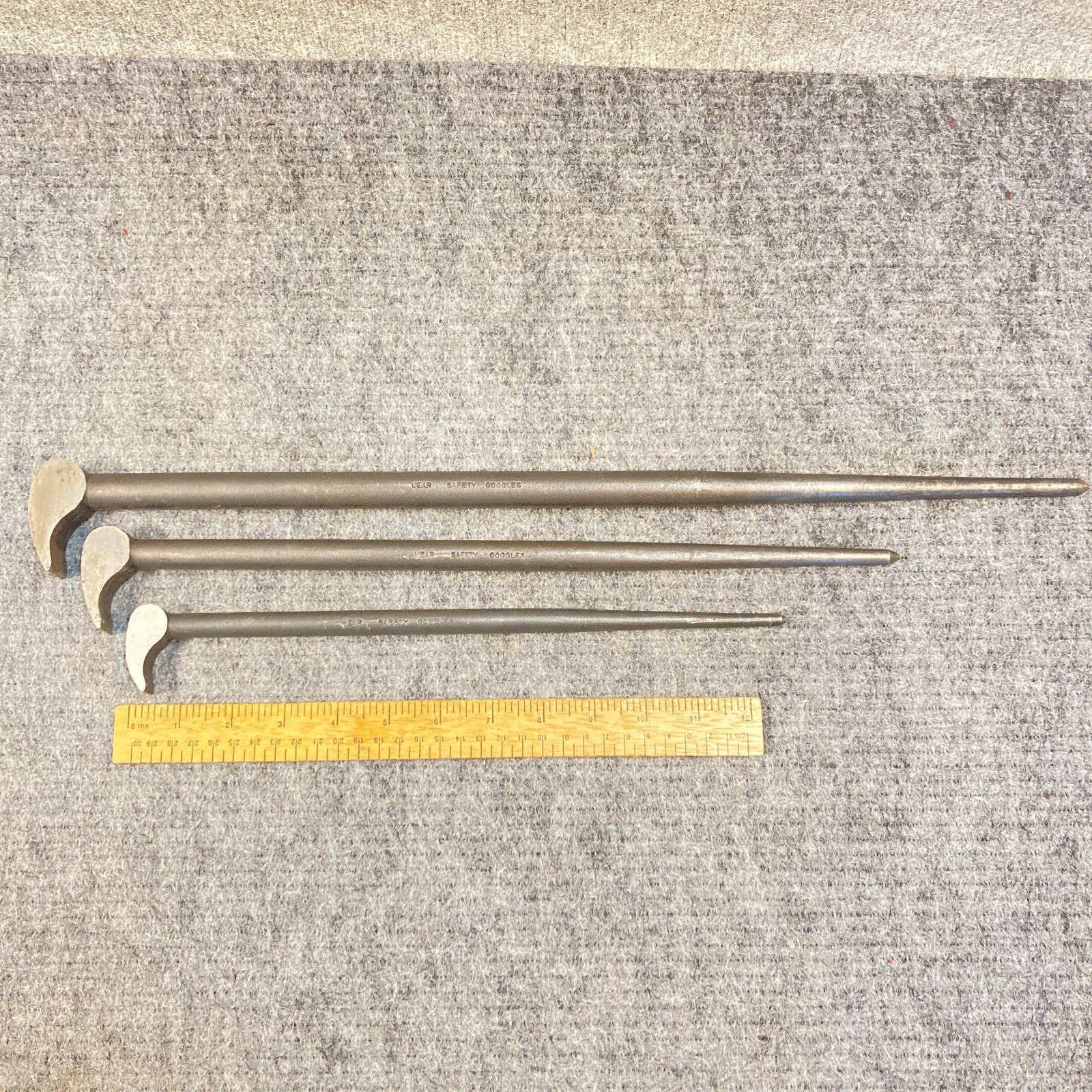 Vintage Mac Pry Bar Set 3 Pc Line Up Tool Rolling Lady Foot LF 21 LF16 LF12 USA