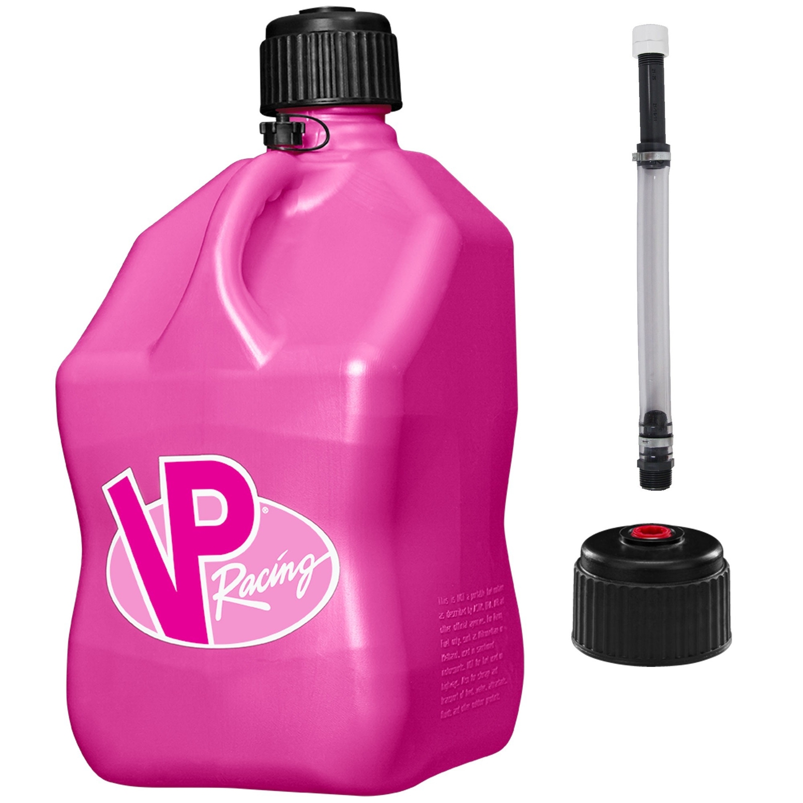 VP Racing Square Fuel Jug 5 Gallon Pink – With Spare Cap and Filler Hose
