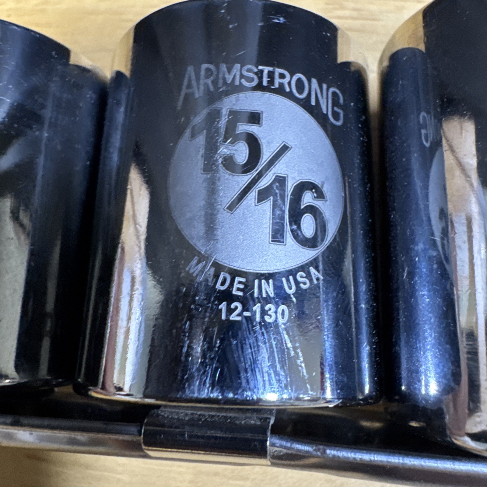 Armstrong 12 Point 1/2 Drive 15 Piece Socket Set 3/8 to 1 1/4” EXCELLENT