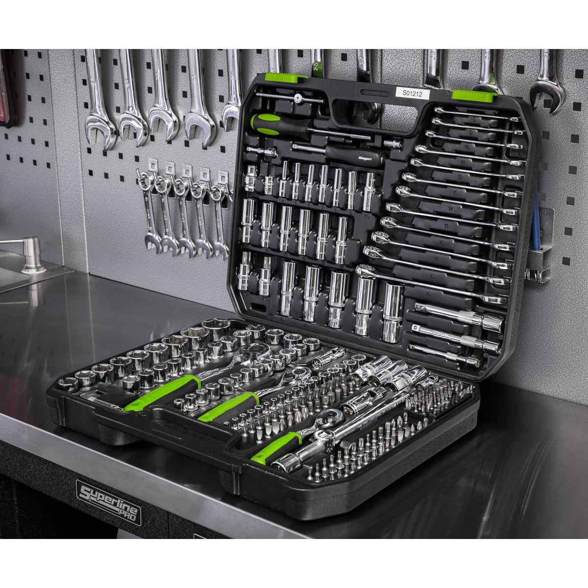 Sealey Socket Set 219pc 1/4″ 3/8″ 1/2″ Drive WallDrive Metric 4-32mm Siegen