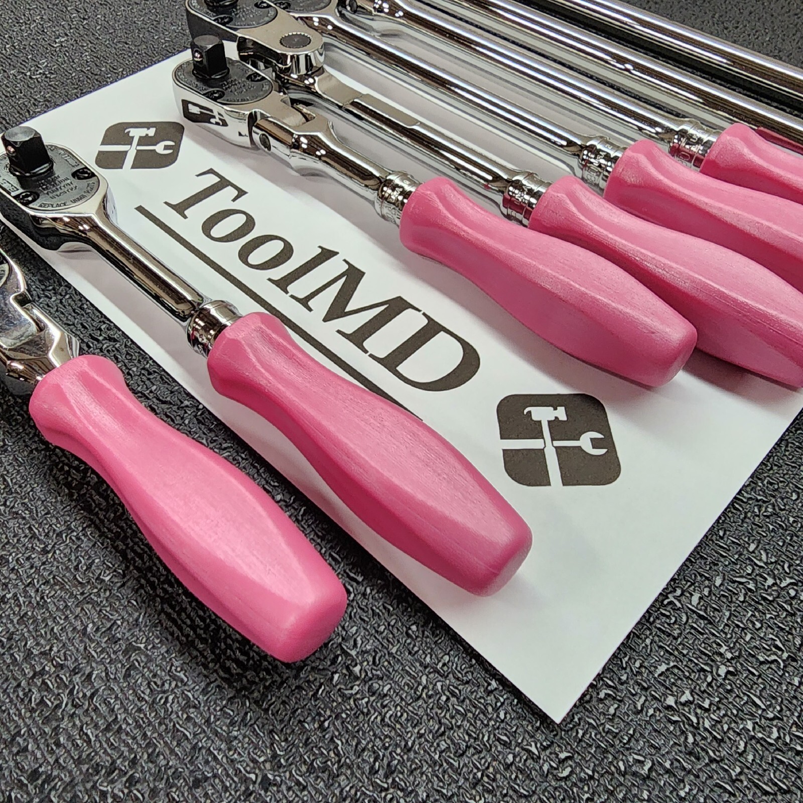 Snap-on Tools NEW 8pc PEARL PINK Hard Handle 3/8″ Drv Fixed Flex Ratchet Lot Set