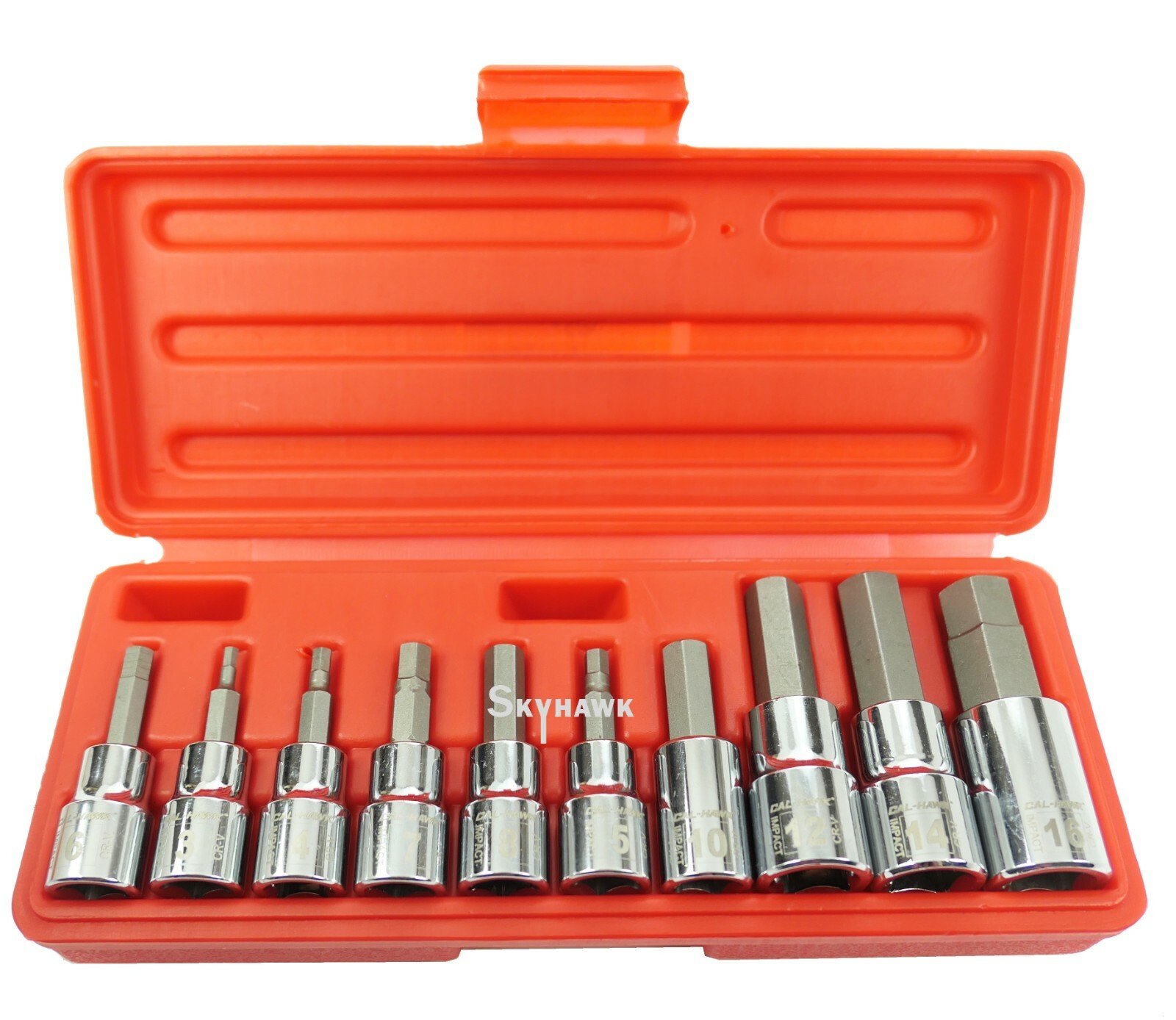 10pc Drop Forged Metric 3/8″ & 1/2″ Drive Hex Key Allen Head Socket Bit Set CR-V