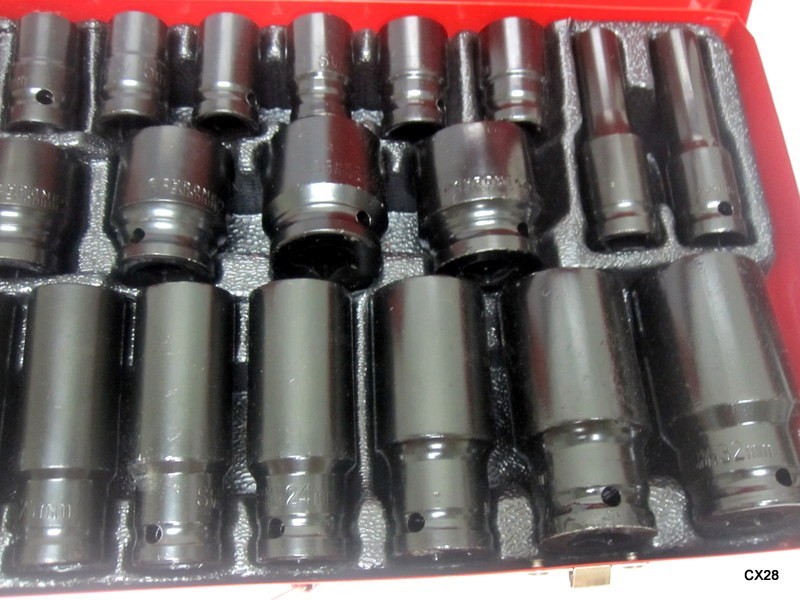 DAMAGED HINGE 35PCS 1/2″ Deep Impact Socket Set 6 Point Metric Tools 8-32mm