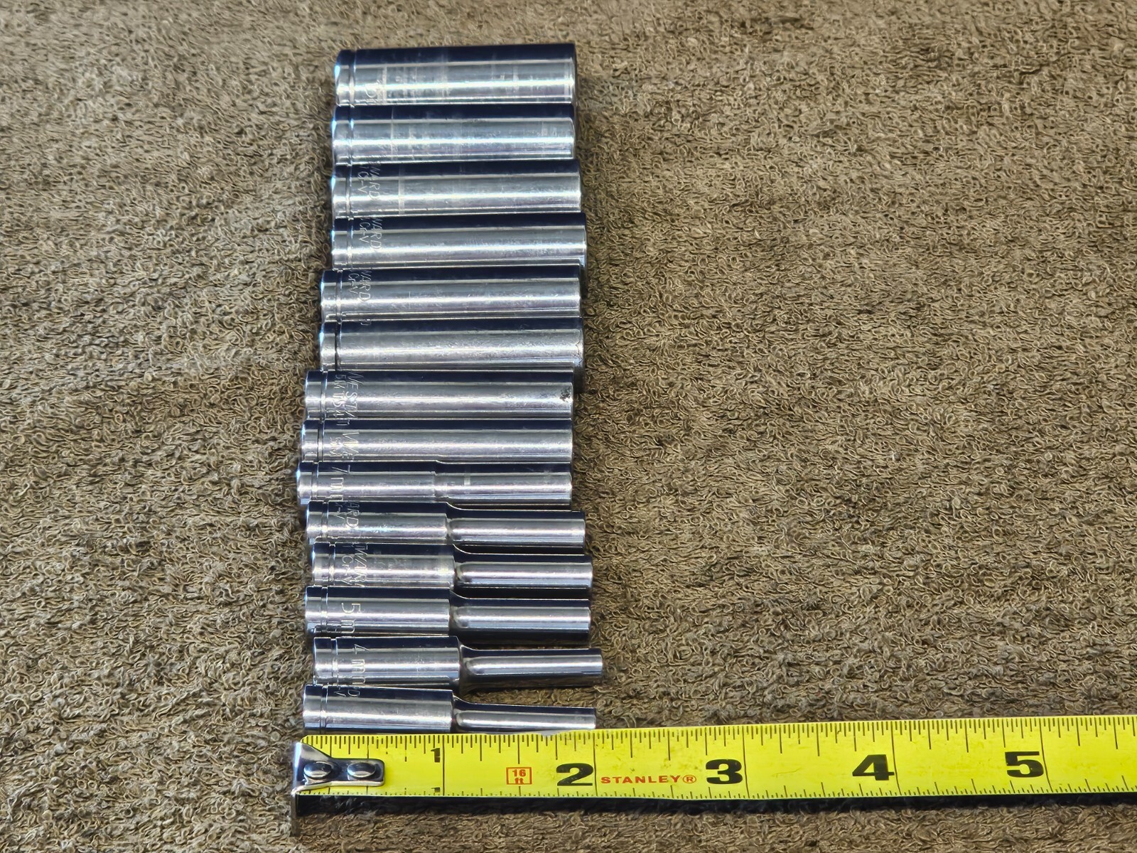 14 Westward Sockets 1/4 Drive Deep Well 15 14 13 12 11 10 9 8 7 6 5.5 Metric Set