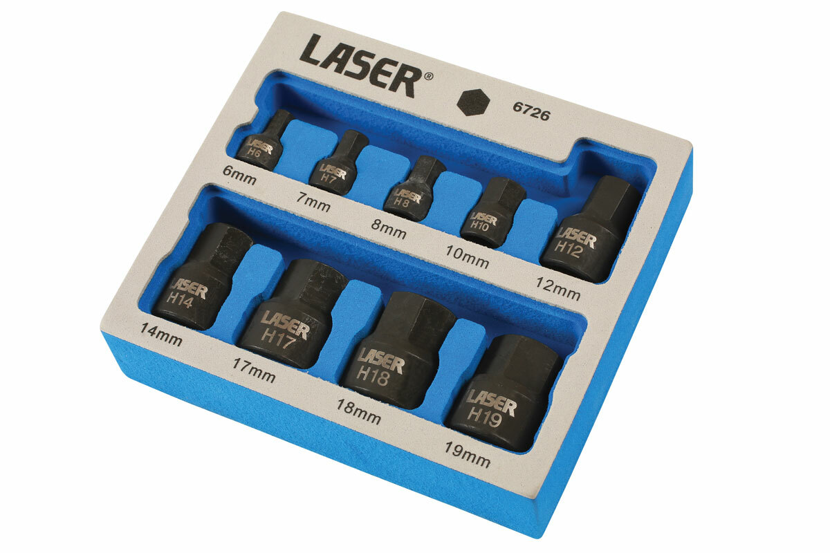 New! Laser 6726 Low Profile Short Impact Hex Allen Socket Bit Set 6-19mm